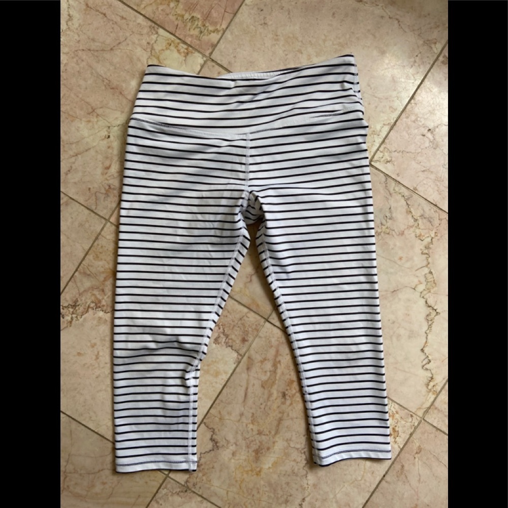 White with black stripe leggings